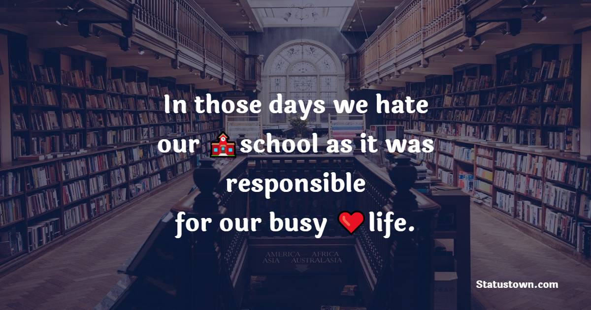 In those days we hate our school as it was responsible for our busy life. - school status