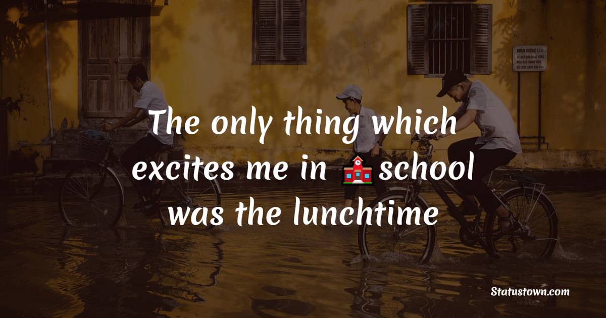 The only thing which excites me in school was the lunchtime - school status
