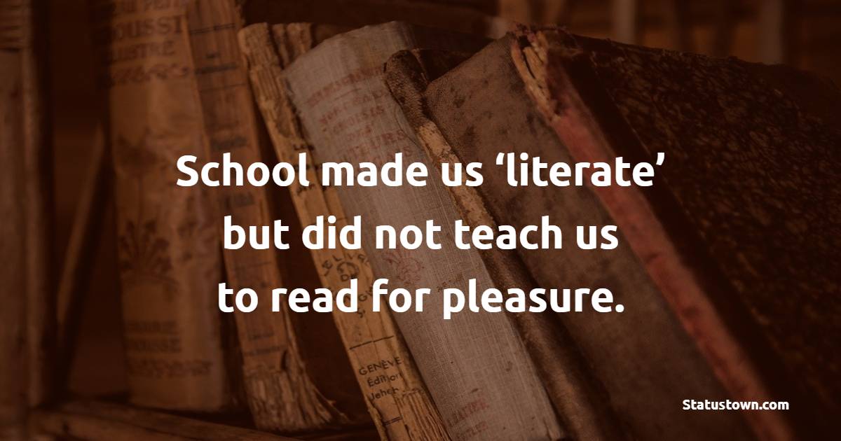 School made us ‘literate’ but did not teach us to read for pleasure. - school status