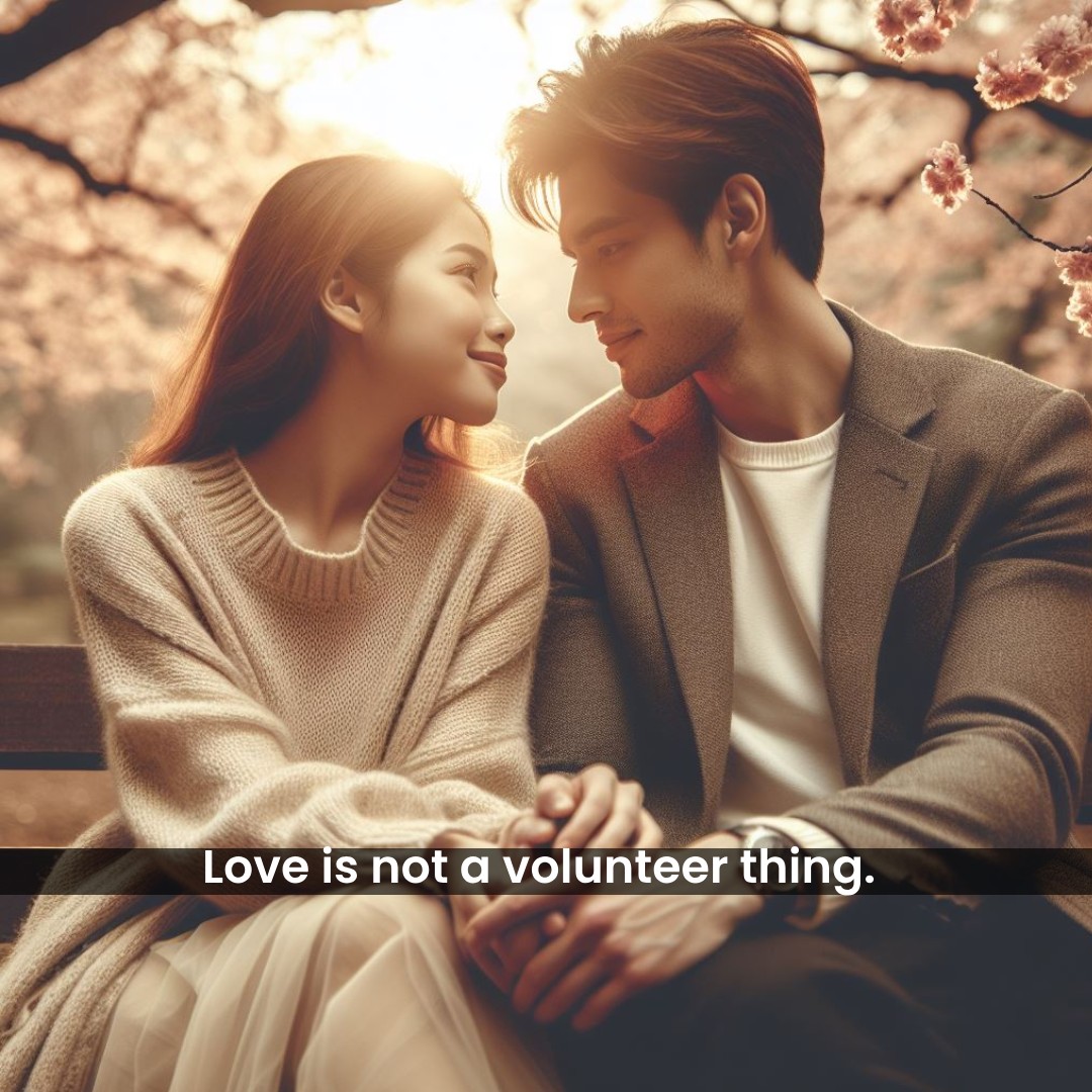 Love is not a volunteer thing. - Short Love status