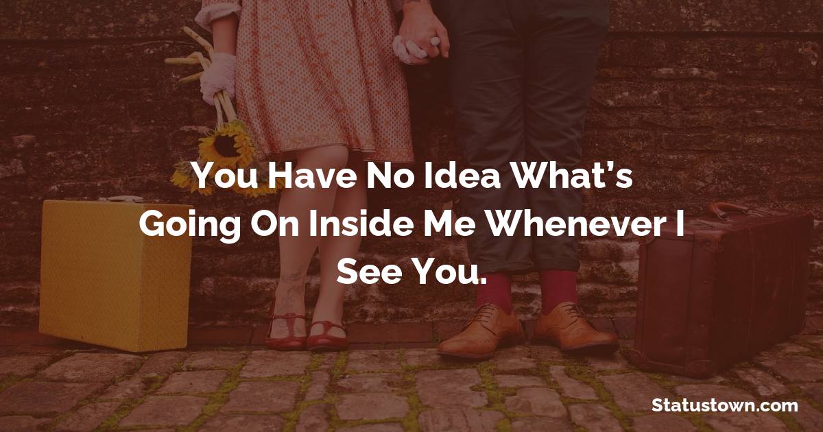You have no idea what’s going on inside me whenever I see you. - Short Love status