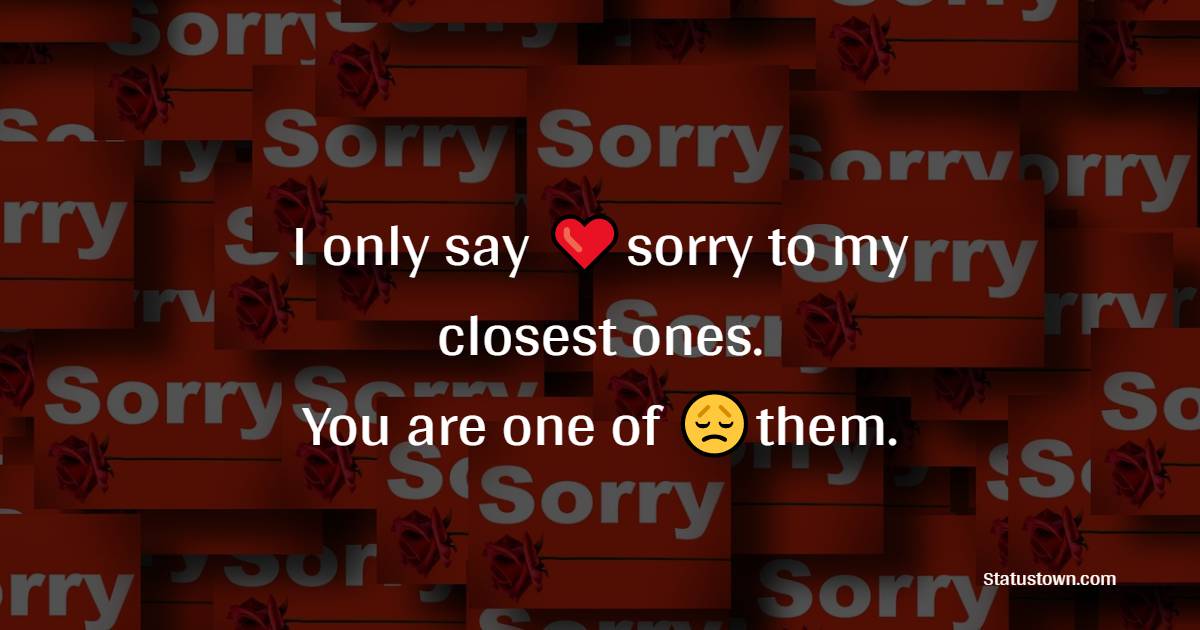 I only say sorry to my closest ones. You are one of them. - sorry status 