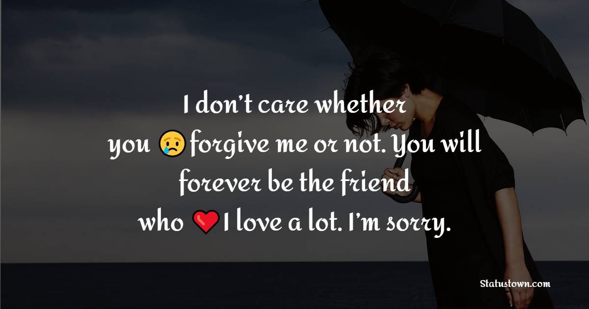 I don’t care whether you forgive me or not. You will forever be the friend who I love a lot. I’m sorry.
