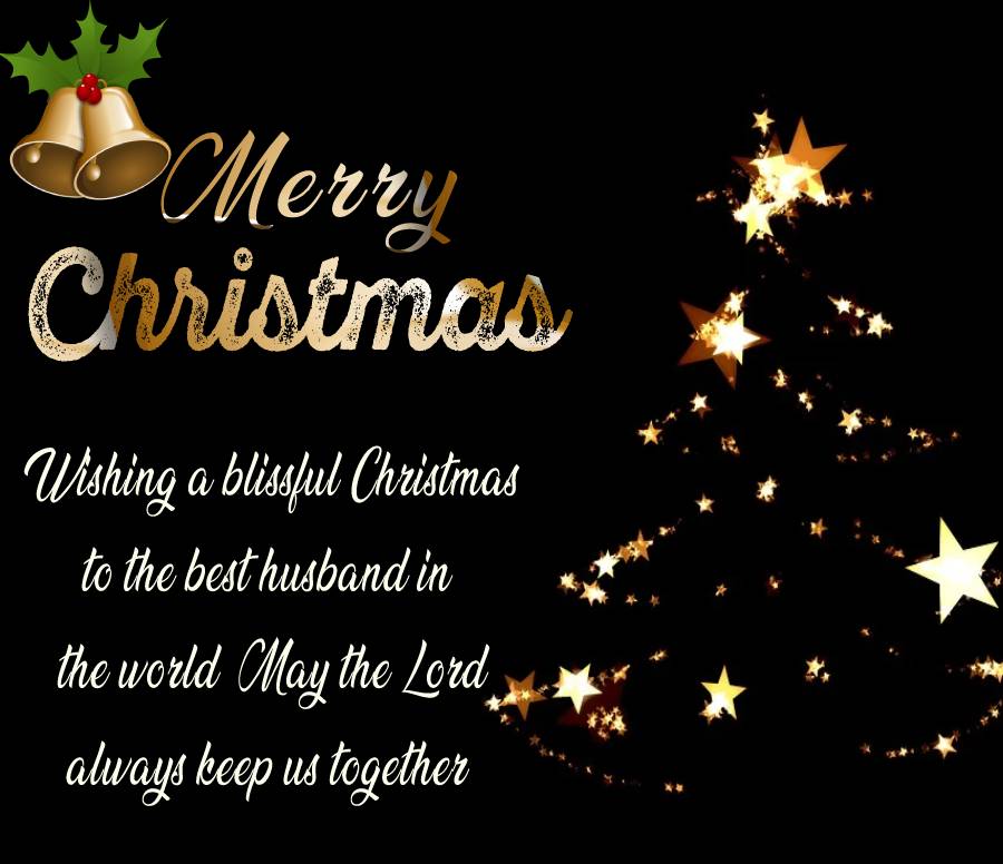 Wishing a blissful Christmas to the best husband in the world. May the Lord always keep us together. - Christmas Wishes for Husband wishes, messages, and status