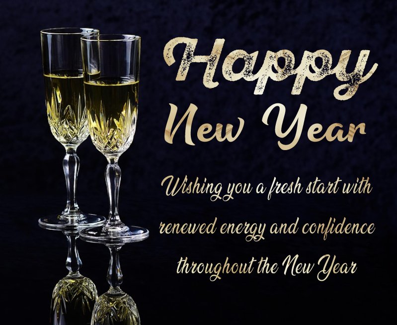 Wishing you a fresh start with renewed energy and confidence throughout the New Year. - Happy New Year Wishes