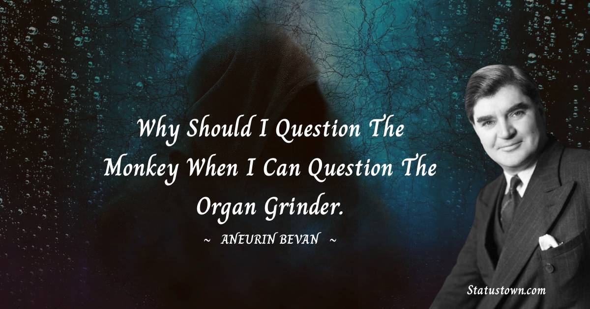 Why should I question the monkey when I can question the organ grinder. - Aneurin Bevan quotes