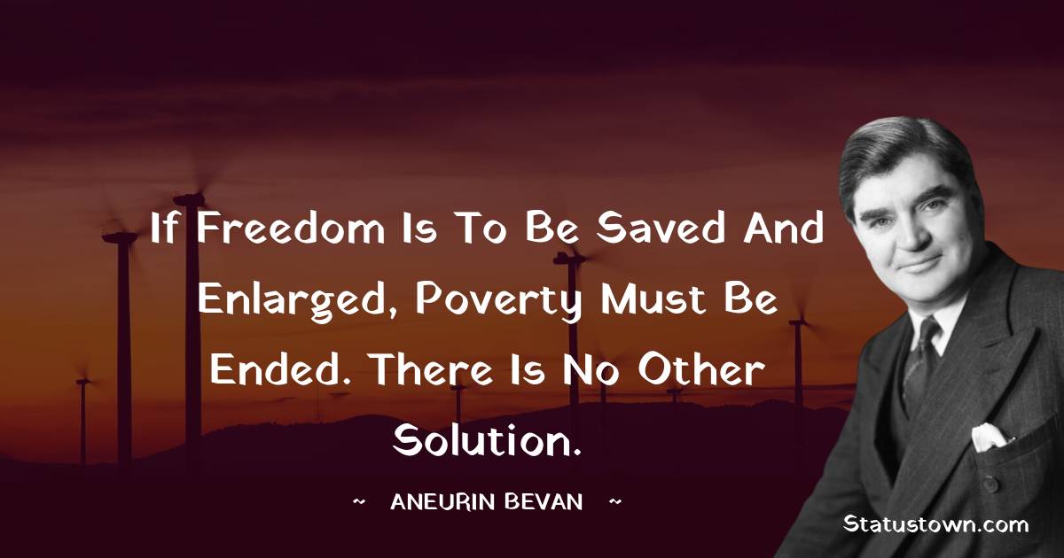 If freedom is to be saved and enlarged, poverty must be ended. There is no other solution.
