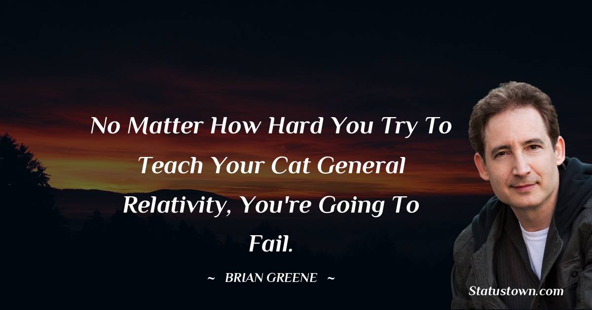 Brian Greene Quotes - No matter how hard you try to teach your cat general relativity, you're going to fail.