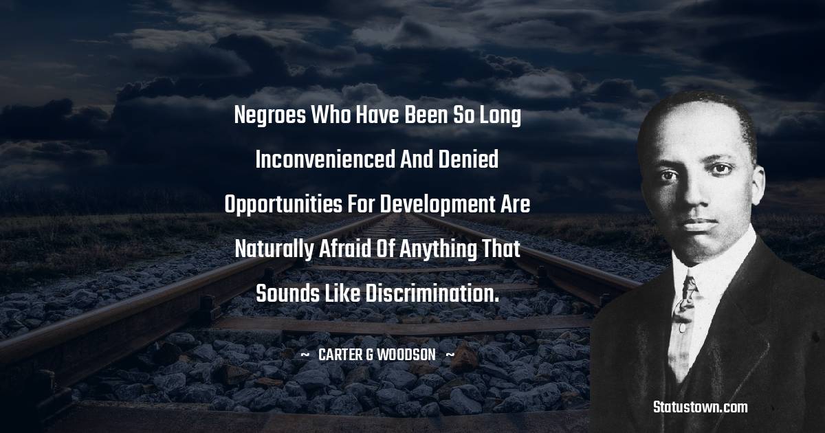 Negroes who have been so long inconvenienced and denied opportunities for development are naturally afraid of anything that sounds like discrimination.