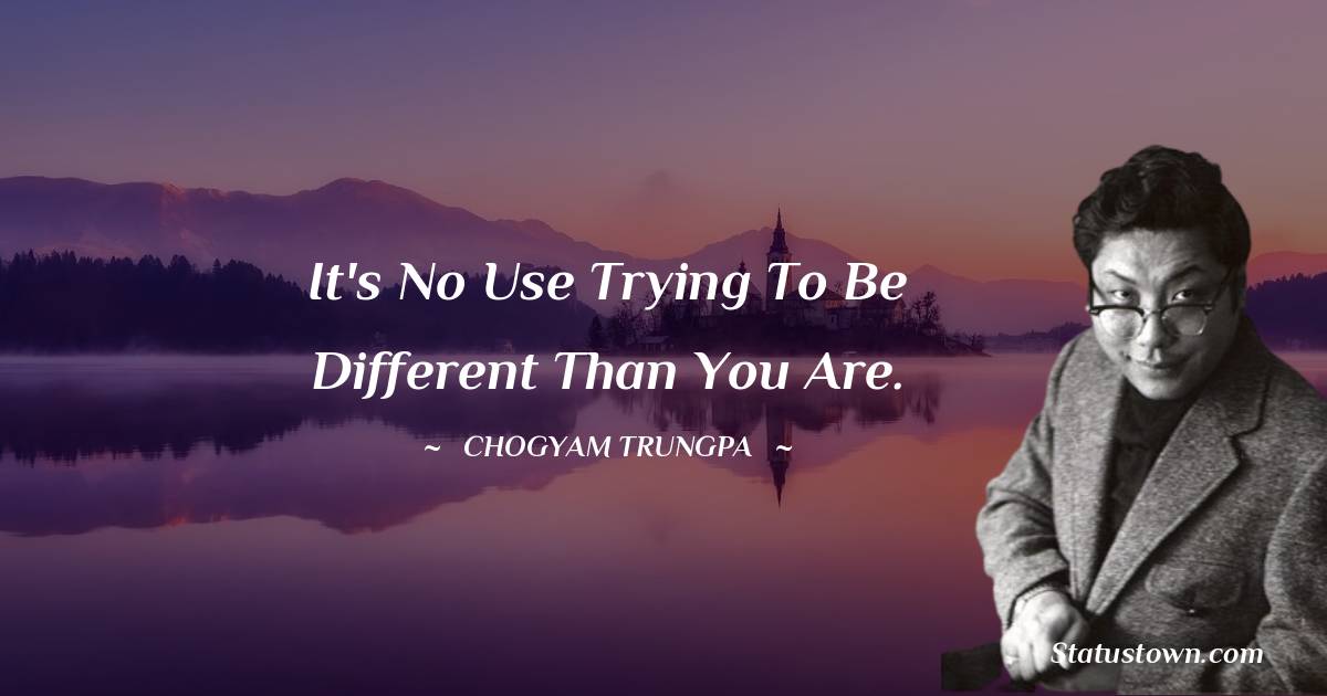 It's no use trying to be different than you are. - Chogyam Trungpa quotes