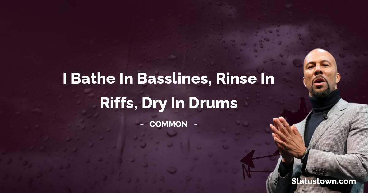I bathe in basslines, rinse in riffs, dry in drums - Common  quotes