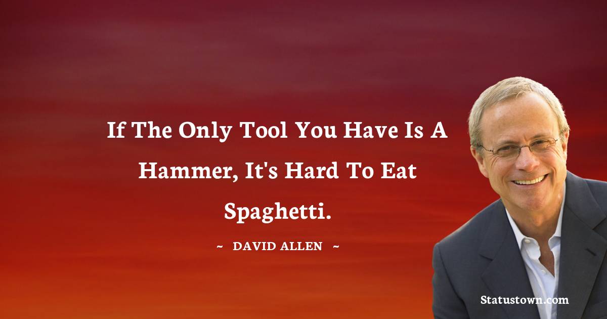 David Allen Quotes - If the only tool you have is a hammer, it's hard to eat spaghetti.