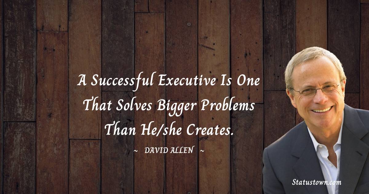 David Allen Quotes - A successful executive is one that solves bigger problems than he/she creates.