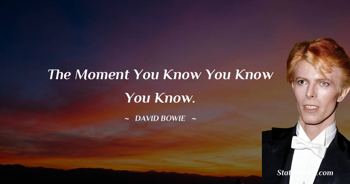 David Bowie Quotes - The moment you know you know you know.