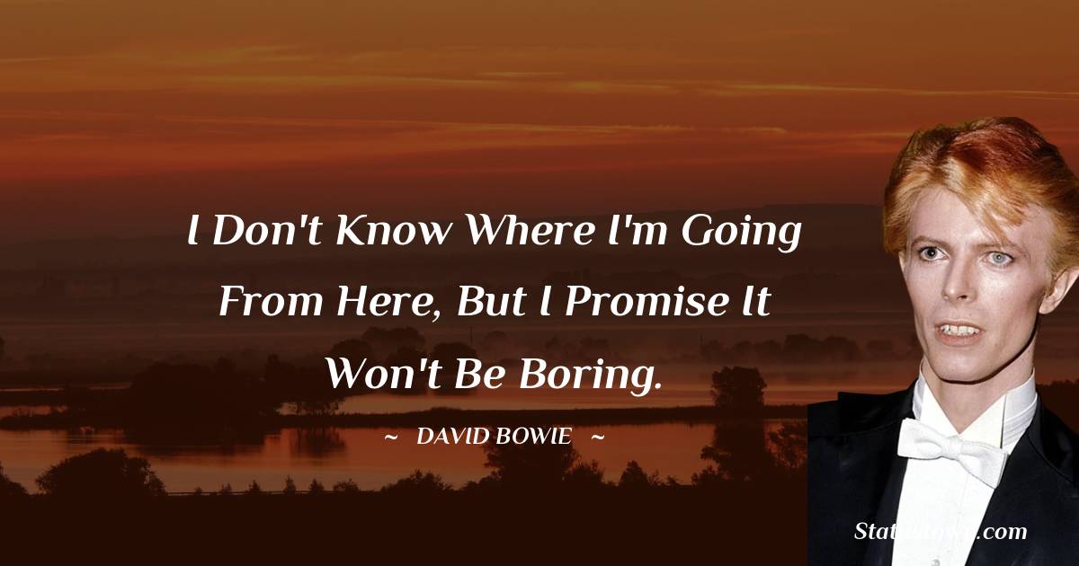 David Bowie Quotes - I don't know where I'm going from here, but I promise it won't be boring.