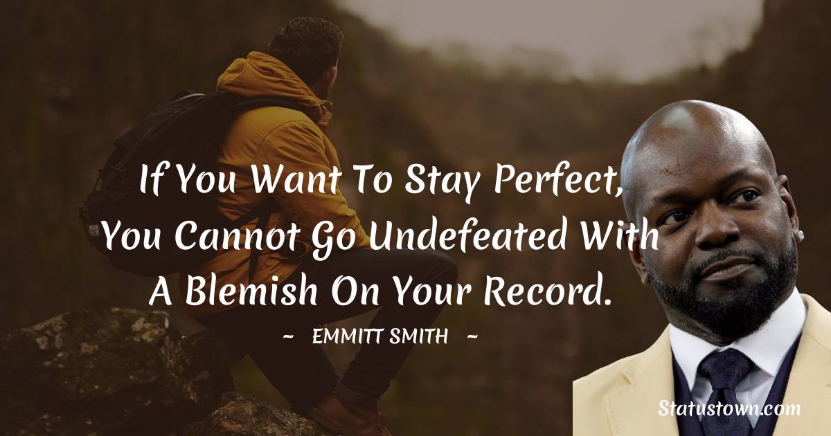 Emmitt Smith Quotes - If you want to stay perfect, you cannot go undefeated with a blemish on your record.