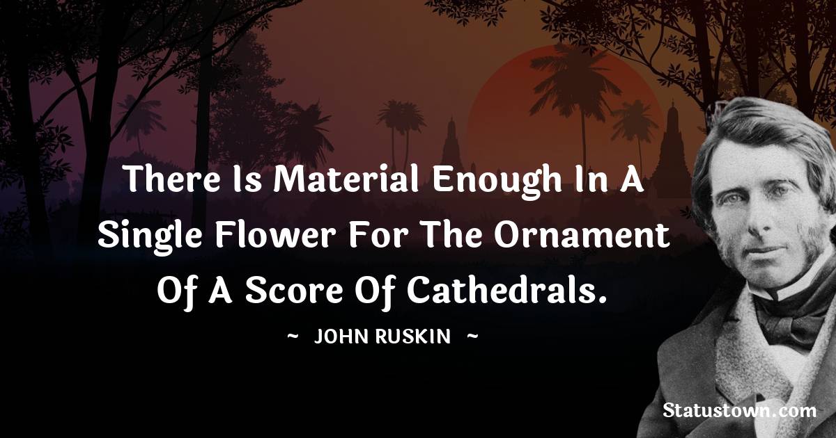 John Ruskin Quotes - There is material enough in a single flower for the ornament of a score of cathedrals.