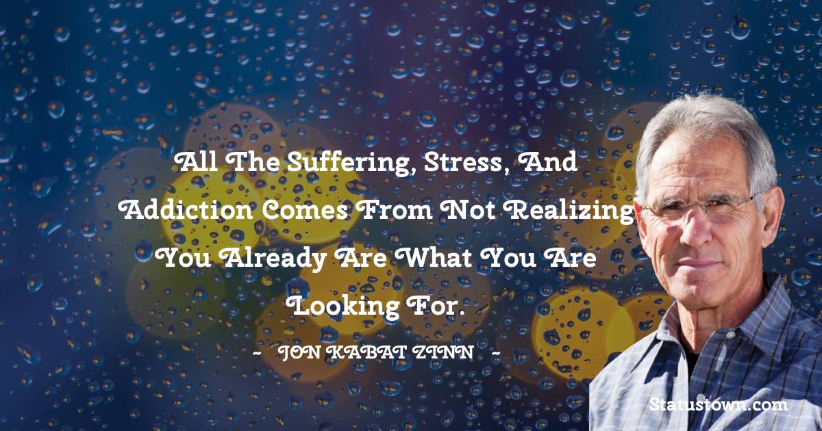 Jon Kabat-Zinn Quotes - All the suffering, stress, and addiction comes from not realizing you already are what you are looking for.