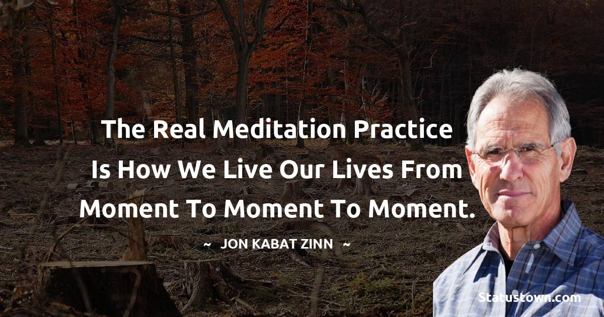Jon Kabat-Zinn Quotes - The real meditation practice is how we live our lives from moment to moment to moment.