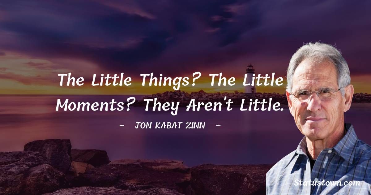 Jon Kabat-Zinn Quotes - The little things? The little moments? They aren't little.