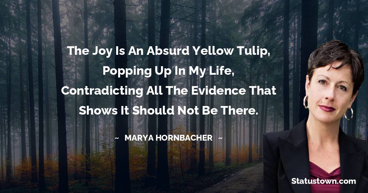 The joy is an absurd yellow tulip, popping up in my life, contradicting all the evidence that shows it should not be there.