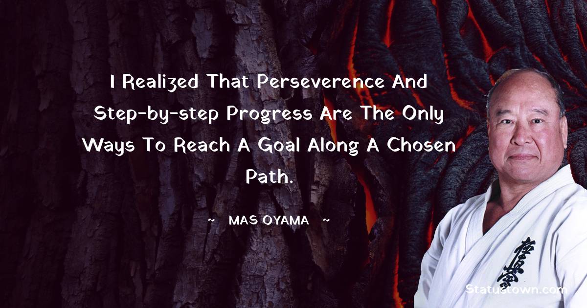 I realized that perseverence and step-by-step progress are the only ways to reach a goal along a chosen path. - Mas Oyama quotes