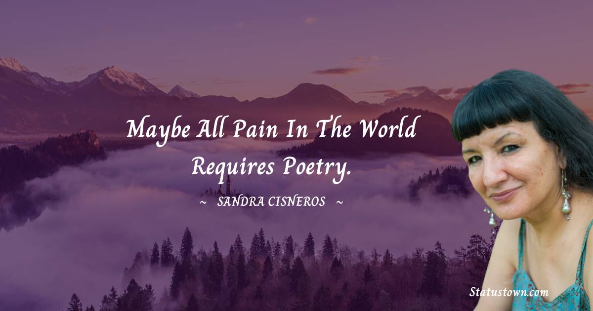 Sandra Cisneros Quotes - Maybe all pain in the world requires poetry.
