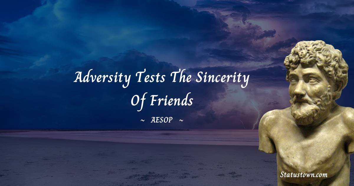 Adversity tests the sincerity of friends - Aesop quotes