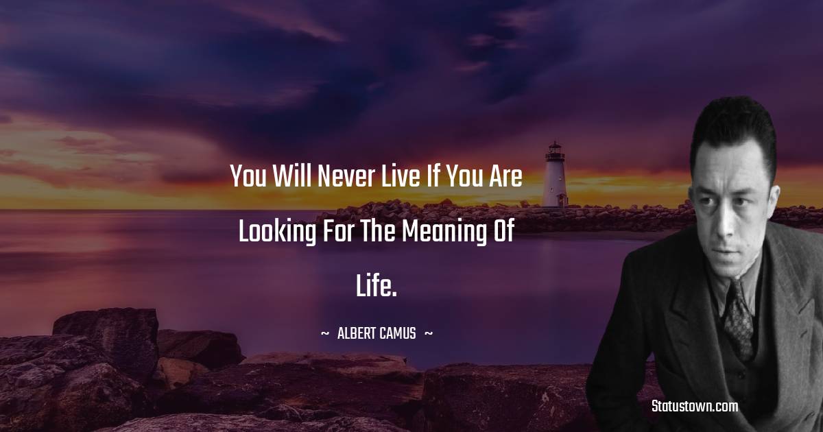You will never live if you are looking for the meaning of life. - Albert Camus quotes