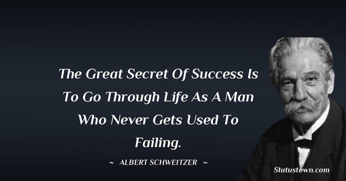 The great secret of success is to go through life as a man who never gets used to failing.