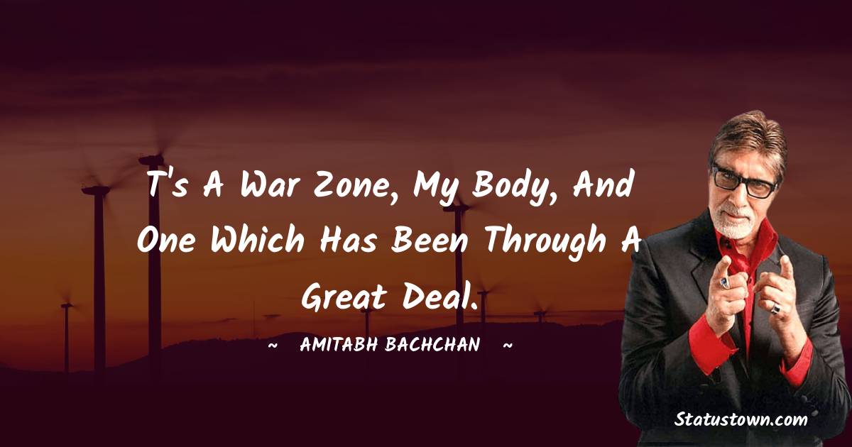 t's a war zone, my body, and one which has been through a great deal. - Amitabh Bachchan quotes