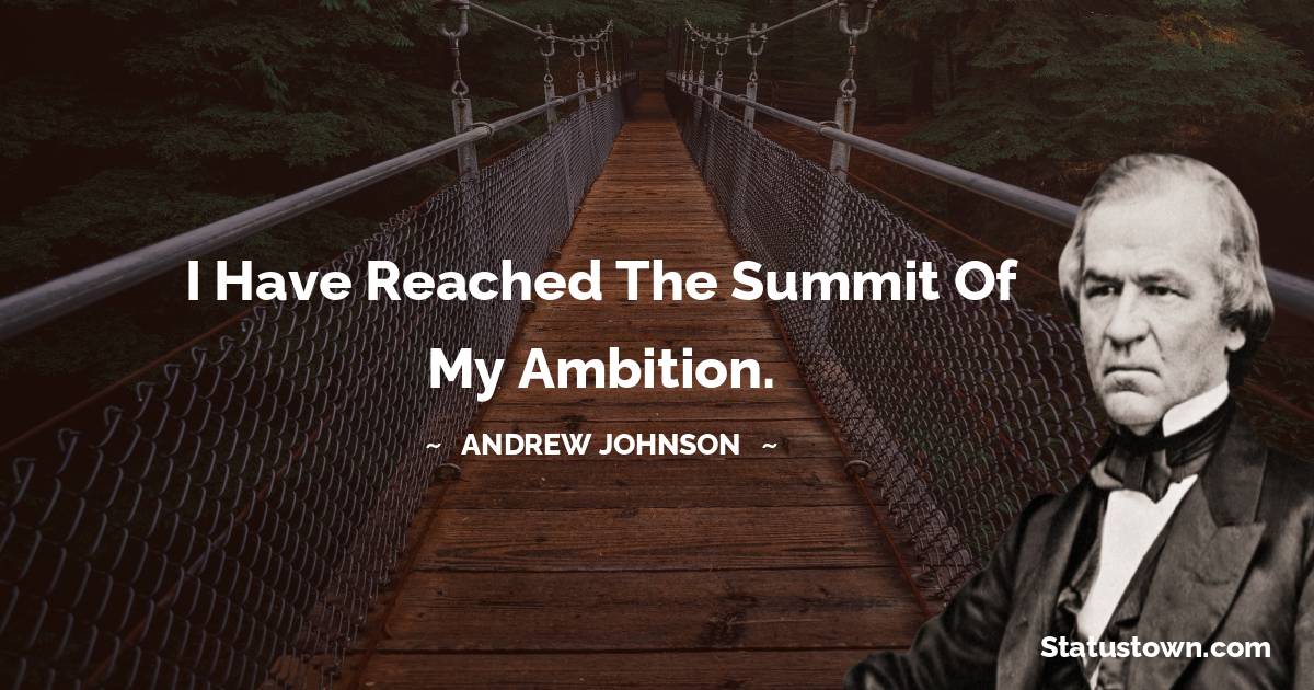 I have reached the summit of my ambition. - Andrew Johnson quotes