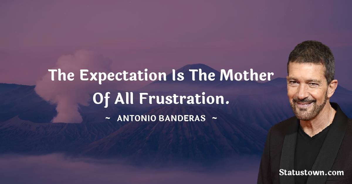 Antonio Banderas Quotes - The expectation is the mother of all frustration.