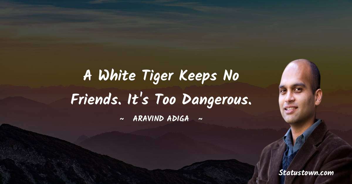 Aravind Adiga Quotes - A White Tiger keeps no friends. It's too dangerous.