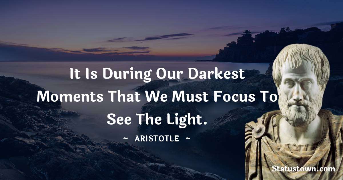 Aristotle 
 Quotes - It is during our darkest moments that we must focus to see the light.