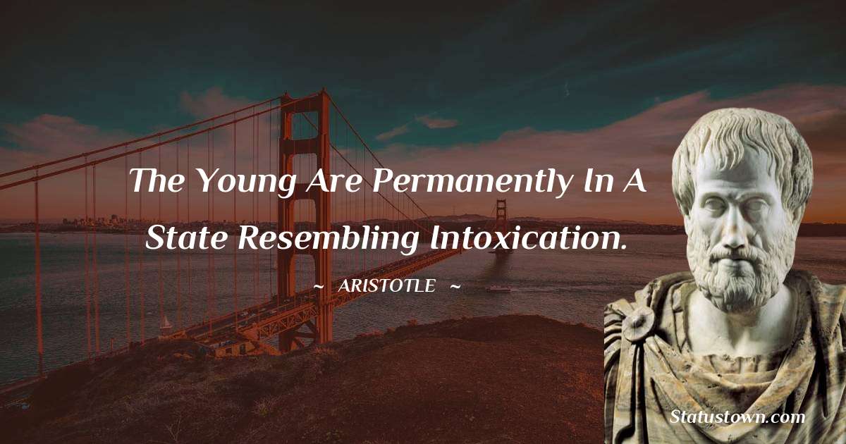 The young are permanently in a state resembling intoxication. - Aristotle
quotes