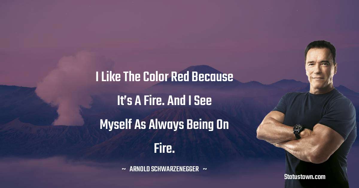 Arnold Schwarzenegger Quotes - I like the color red because it’s a fire. And I see myself as always being on fire.