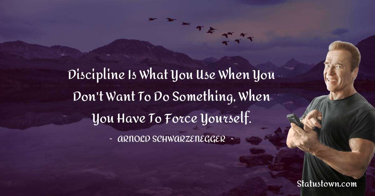 Discipline is what you use when you don't want to do something, when you have to force yourself. - Arnold Schwarzenegger quotes