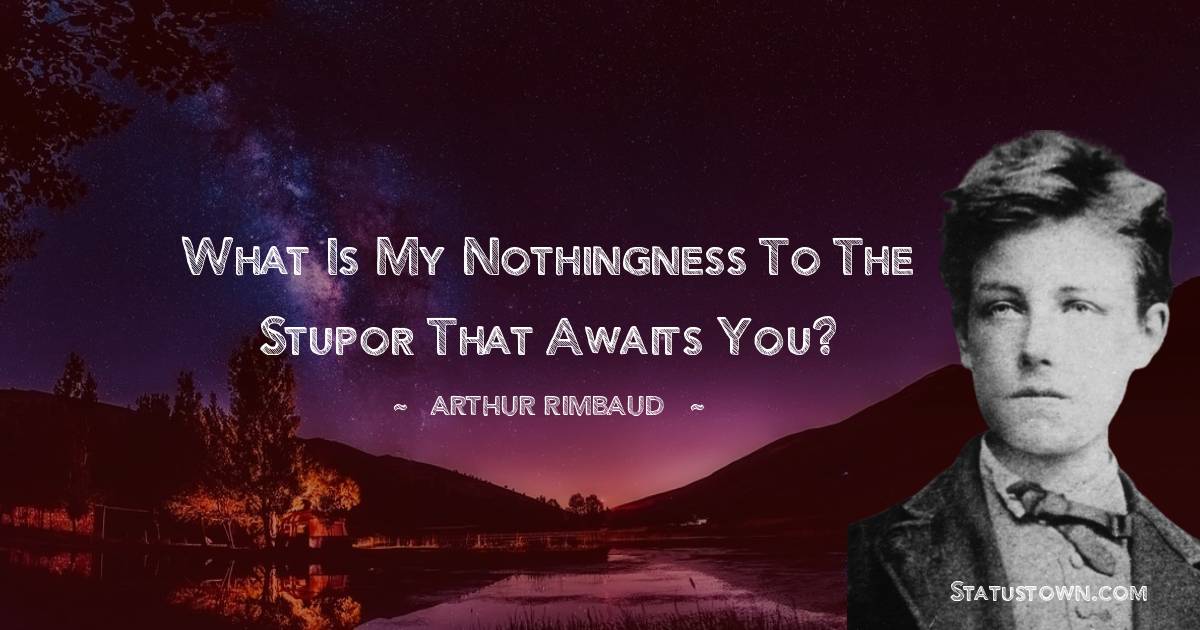 What is my nothingness to the stupor that awaits you? - Arthur Rimbaud quotes