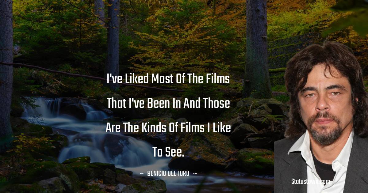 I've liked most of the films that I've been in and those are the kinds of films I like to see. - Benicio Del Toro quotes