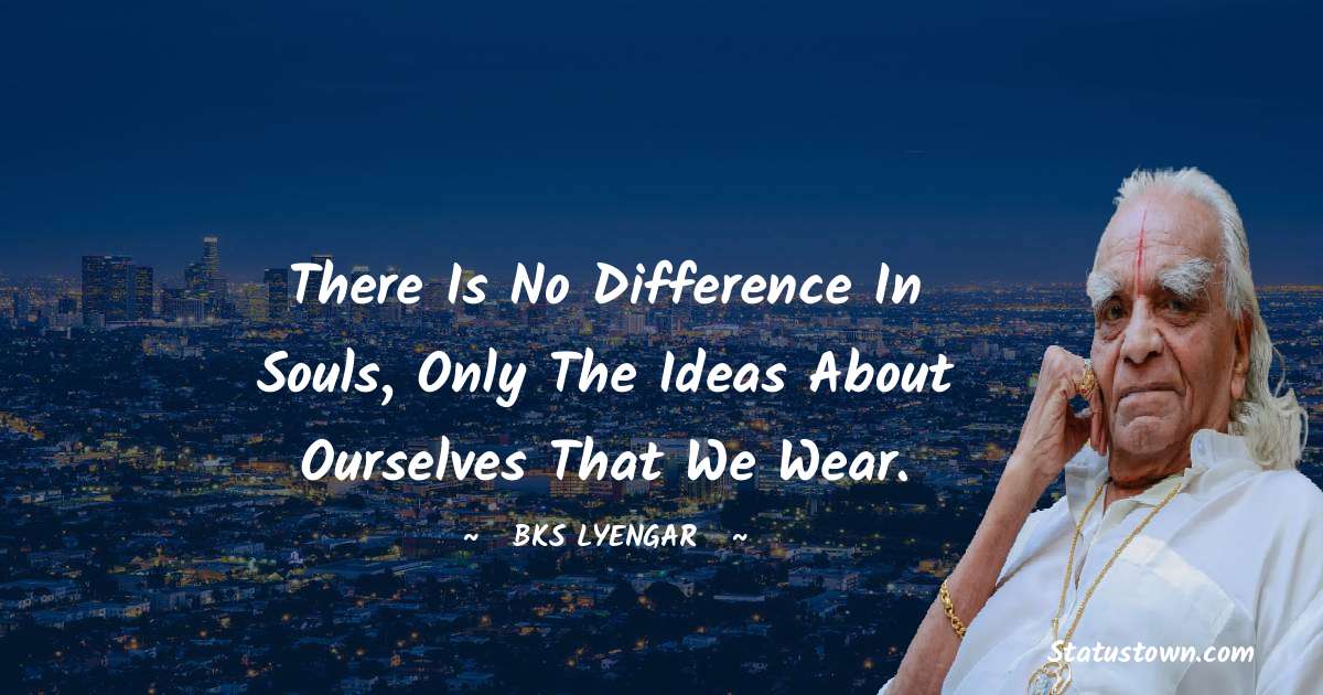 There is no difference in souls, only the ideas about ourselves that we wear. - B.K.S. Iyengar quotes