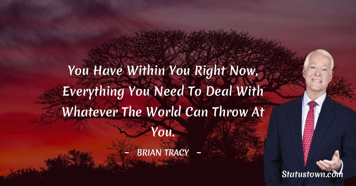You have within you right now, everything you need to deal with whatever the world can throw at you. - Brian Tracy quotes