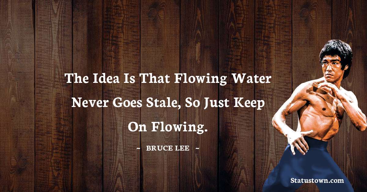 The idea is that flowing water never goes stale, so just keep on flowing. - Bruce  Lee