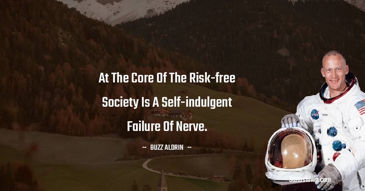 Buzz Aldrin Quotes - At the core of the risk-free society is a self-indulgent failure of nerve.