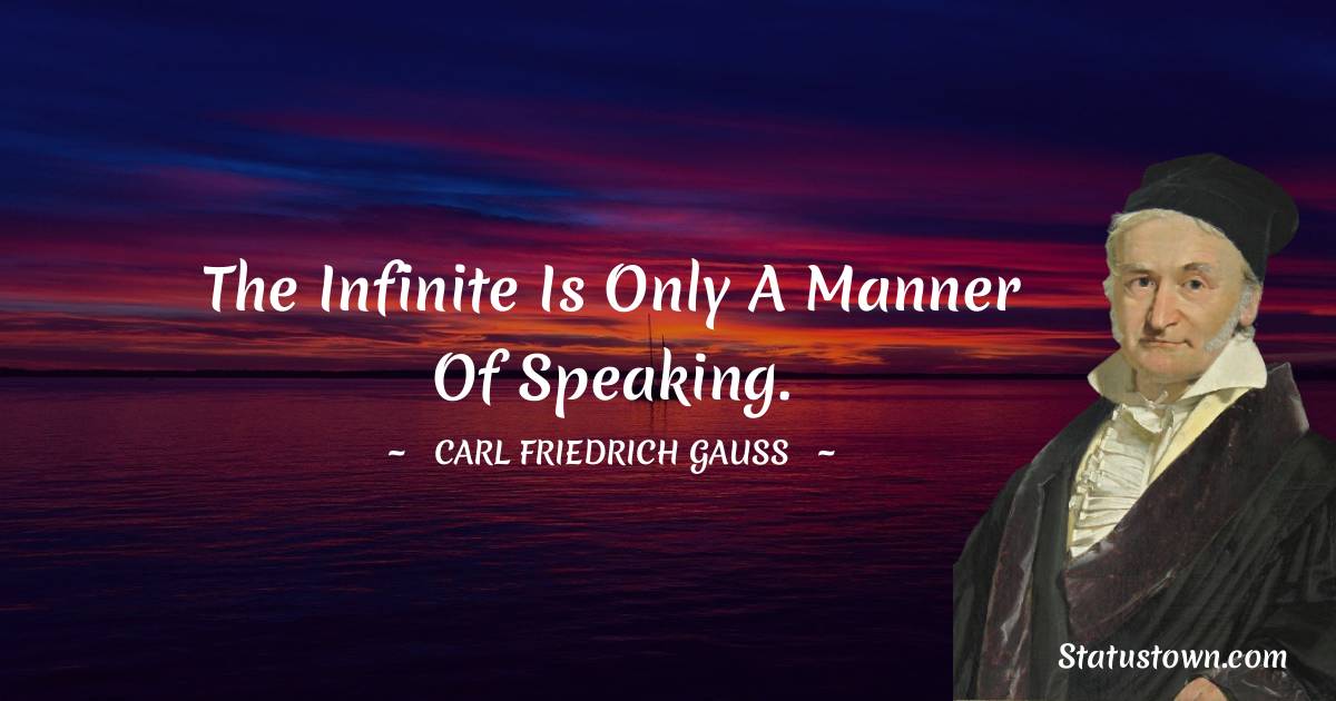 The Infinite is only a manner of speaking. - Carl Friedrich Gauss quotes