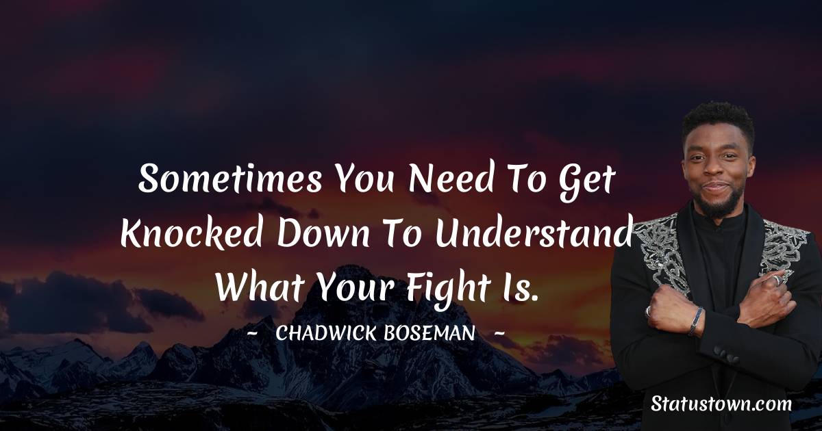 Chadwick Boseman Quotes - Sometimes you need to get knocked down to understand what your fight is.