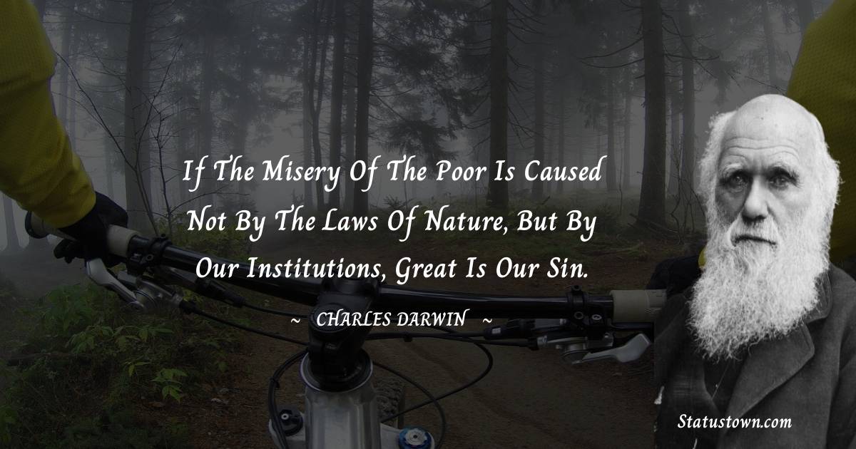 If the misery of the poor is caused not by the laws of nature, but by our institutions, great is our sin.