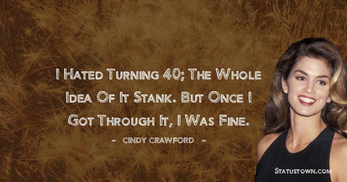 Cindy Crawford Quotes - I hated turning 40; the whole idea of it stank. But once I got through it, I was fine.