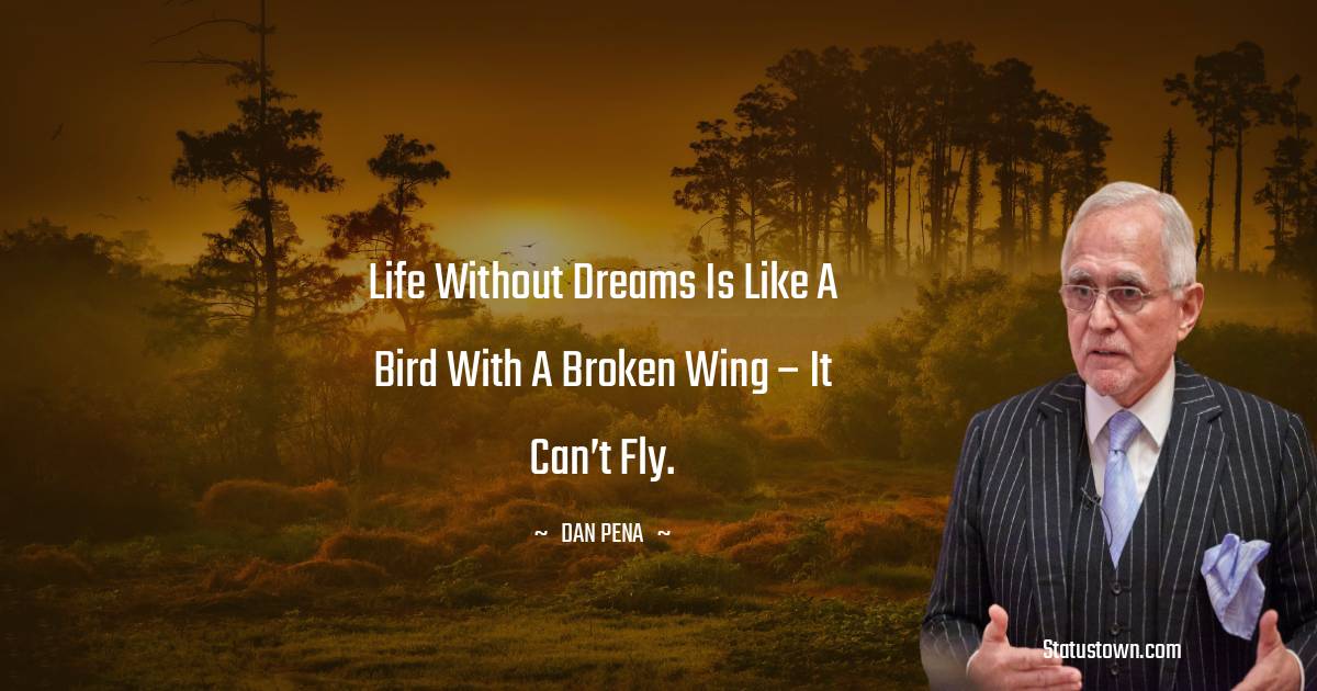 Dan Pena Quotes - Life without dreams is like a bird with a broken wing – it can’t fly.