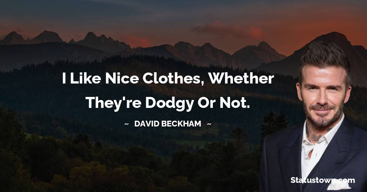 David Beckham Quotes - I like nice clothes, whether they're dodgy or not.